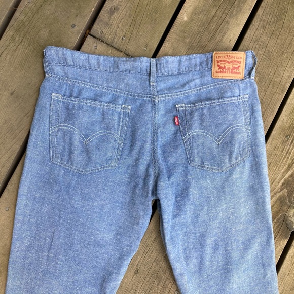 Rare LEVI’S Linen Jeans Relax Fit Boyfriend Blue Lightweight Size 30 - Picture 10 of 16